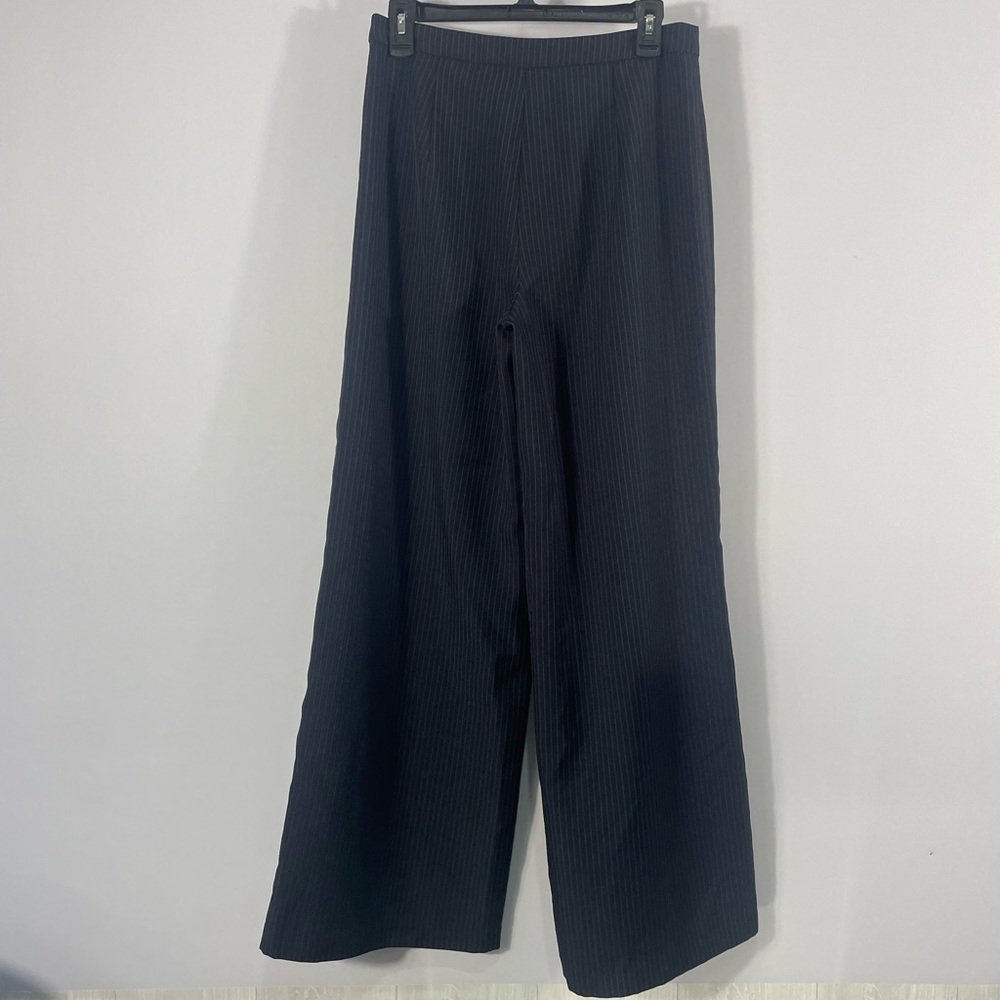 Women’s Navy white pinned striped Wide legged, Pants, Trousers Size Medium - Picture 4 of 9